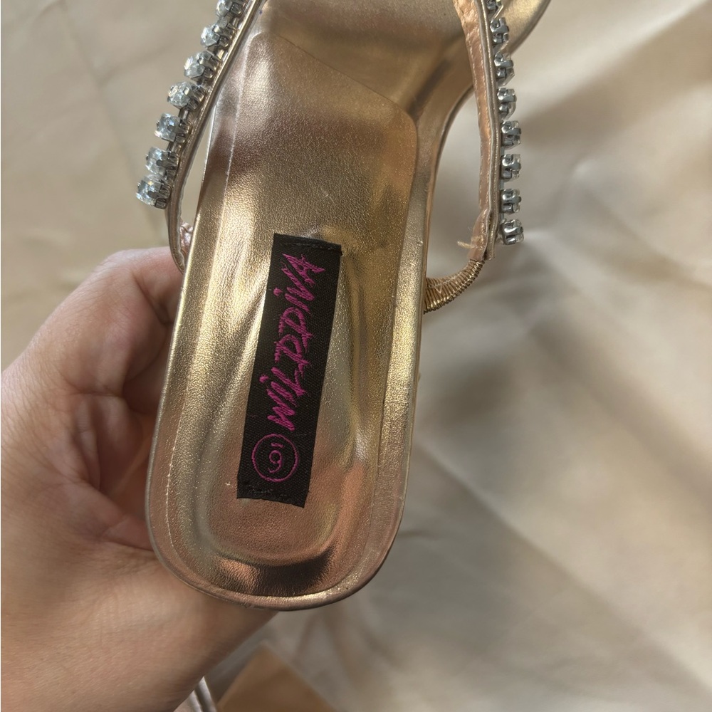Wild Diva Gold Crystal Embellished Heels - Picture 12 of 15